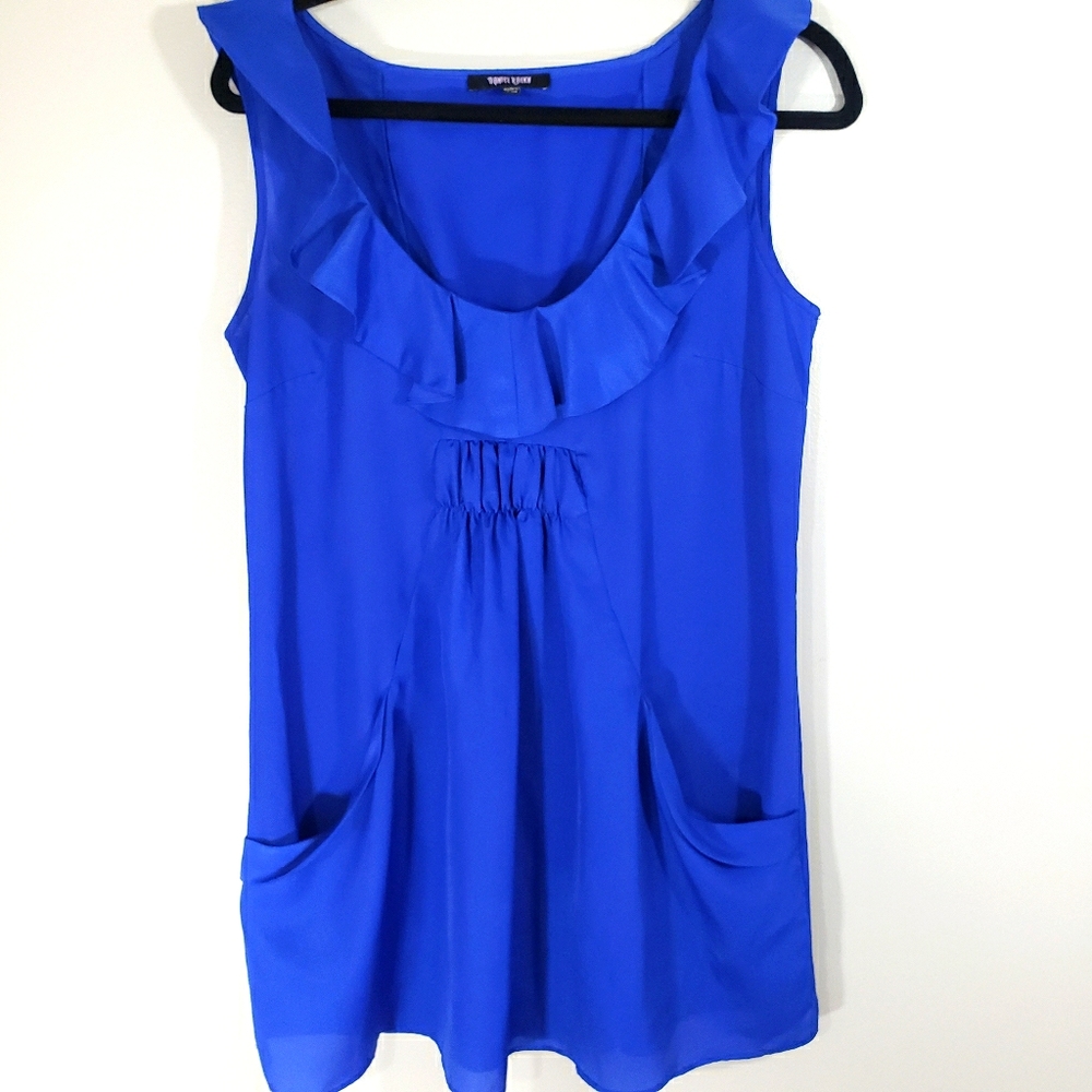 DANIEL RAINN royal blue ruffle front tunic tank